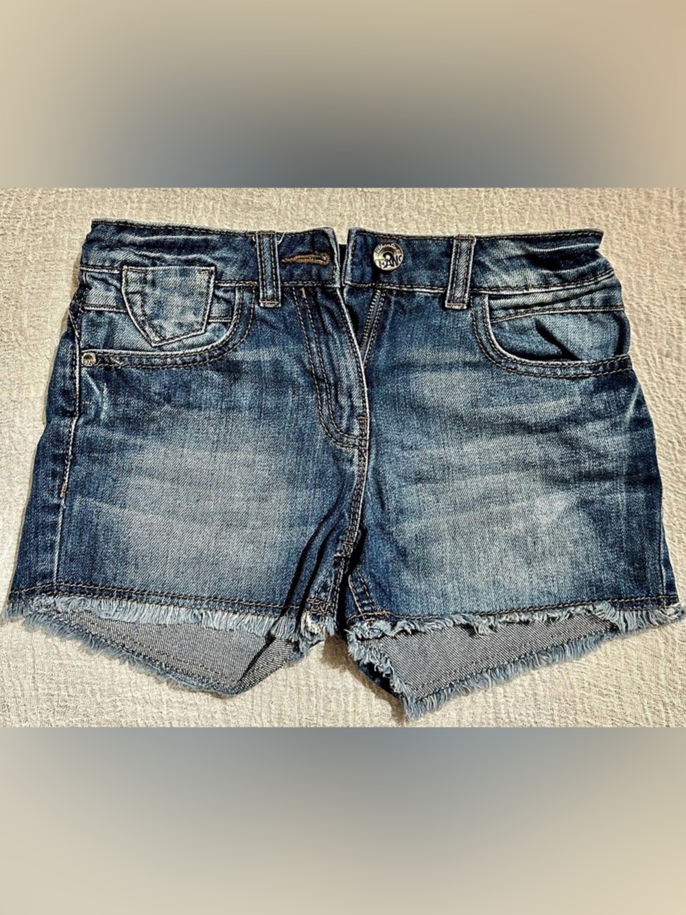 Next Girls 8Y 128cm Blue Denim Frayed Hem Shorts